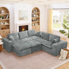 Modern Boucle L-Shaped Sectional Sofa with Two Moveable Ottomans,