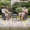 Six-Piece Brown Wicker Patio Set with Swivel Chairs