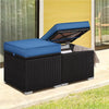 All-Weather Wicker Patio Storage Ottoman Set with Cushions (2-Piece)