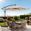 10 ft Round Cantilever Patio Umbrella with 18 LED Lights