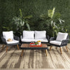 Outdoor Patio 4 Piece Eucalyptus Rope Furniture Set
