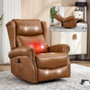 Genuine Leather Swivel Rocker Recliner with Heat & Massage