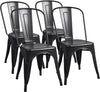 Stackable Metal Dining Chair Indoor Outdoor Black Set Of 4