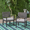 Acacia Wood Outdoor Dining Chairs with Cushions, Set of 2