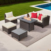 Wicker Sectional with Fire Pit Table — 6 Piece