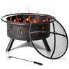 30-Inch Square Metal Fire Pit in Black