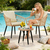 3-Piece Wicker Bistro Set with Cushions, Beige