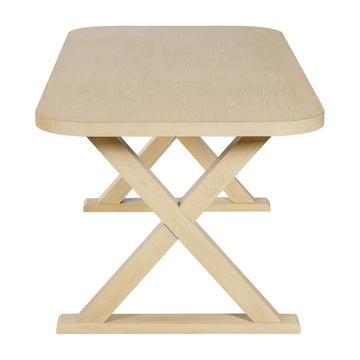 Natural Oak Veneer Dining Table with X-Base Legs