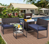 4-Piece Wicker Conversation Set with Cooler Storage