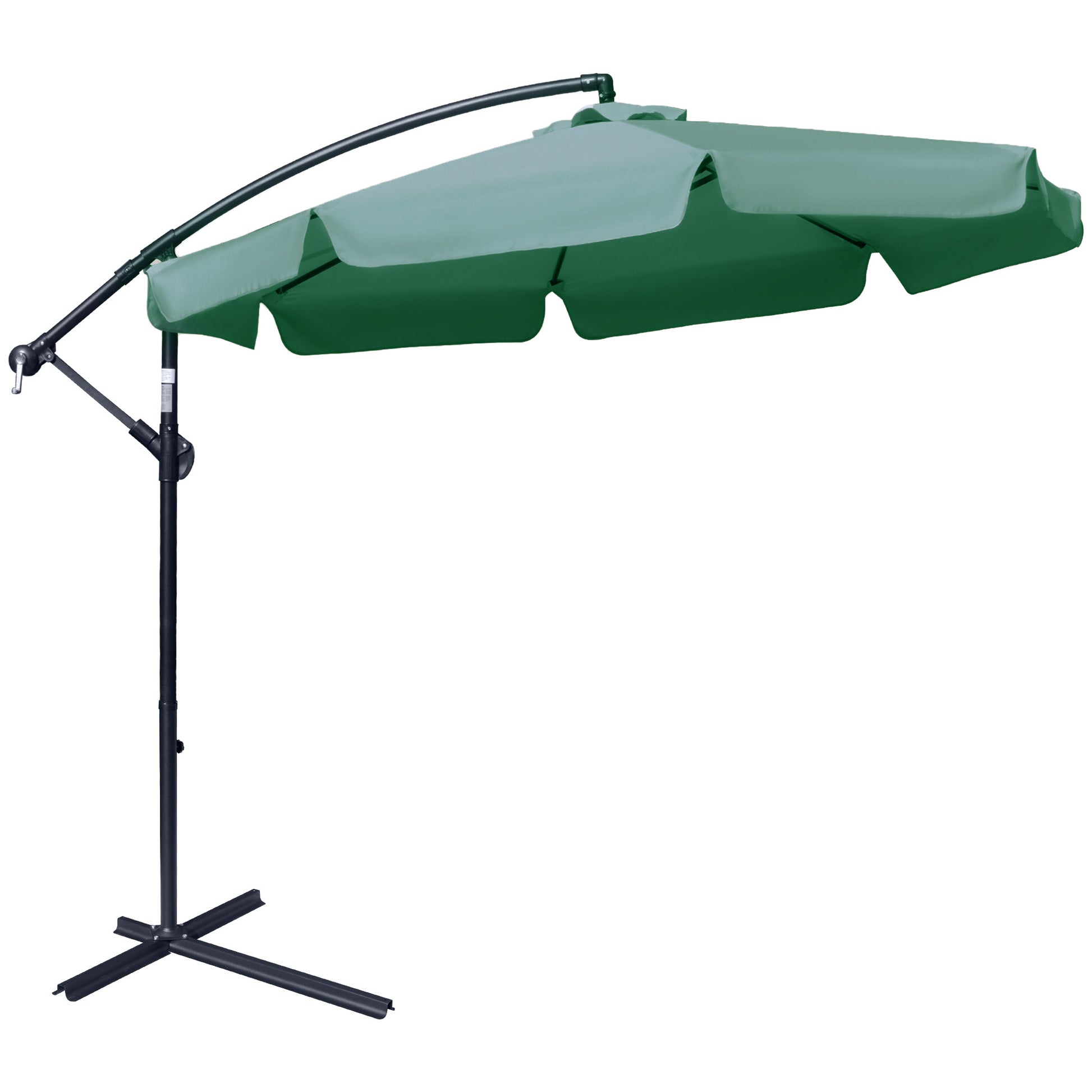 Cantilever Banana Parasol — 2.7m with Cross Base, Green