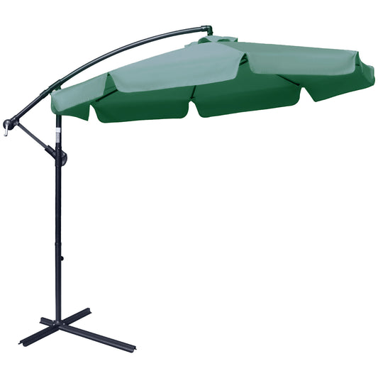 Cantilever Banana Parasol — 2.7m with Cross Base, Green