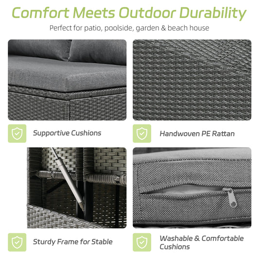 Wicker L-Shaped Patio Sectional — 5 Piece