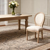 French Country Linen Oval-Back Dining Chair, Set of 2, Beige