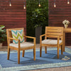 Outdoor Acacia Wood Dining Chair Set of 2 with Water-Resistant