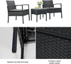3 Piece Patio Rattan Conversation Chairs Set Outdoor Furniture Black Wicker For Garden Balcony Porch Yard-4