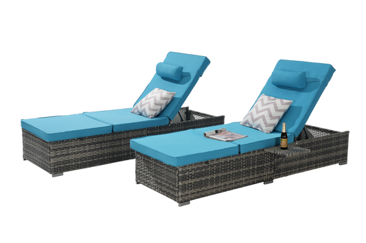 Coastal Rattan Chaise Lounger Set of 2