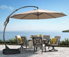 11 ft Cantilever Umbrella with Base, Champagne Aluminum