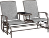 Two-Seat Outdoor Glider Bench with Center Table