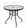 32" Tempered Glass Patio Table with Umbrella Hole