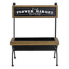 Rustic Brown Wood Planter Stand with Black Iron Frame, 24 in Tall