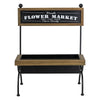 Rustic Wood Planter Stand with Black Iron Frame, 24 in