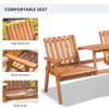 Fir Wood Garden Bench with Center Table & Umbrella Hole