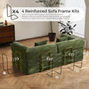 Green Corduroy Convertible Sofa Bed with Removable Armrests