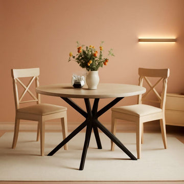Round 47-Inch Dining Table, Natural Oak Finish