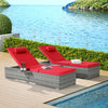 Rattan Chaise Lounge Set of 2 with Side Table