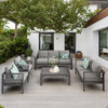 Aluminum 7-Seat Outdoor Conversation Set, Grey