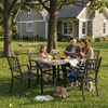 5-Piece Square Patio Dining Set with 37.8-Inch Wood-Grain Table and 4