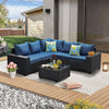 Six Piece All Weather Outdoor Wicker Sectional Sofa Set