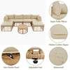 7-Piece All-Weather Rattan Outdoor Sectional Sofa Set, Brown