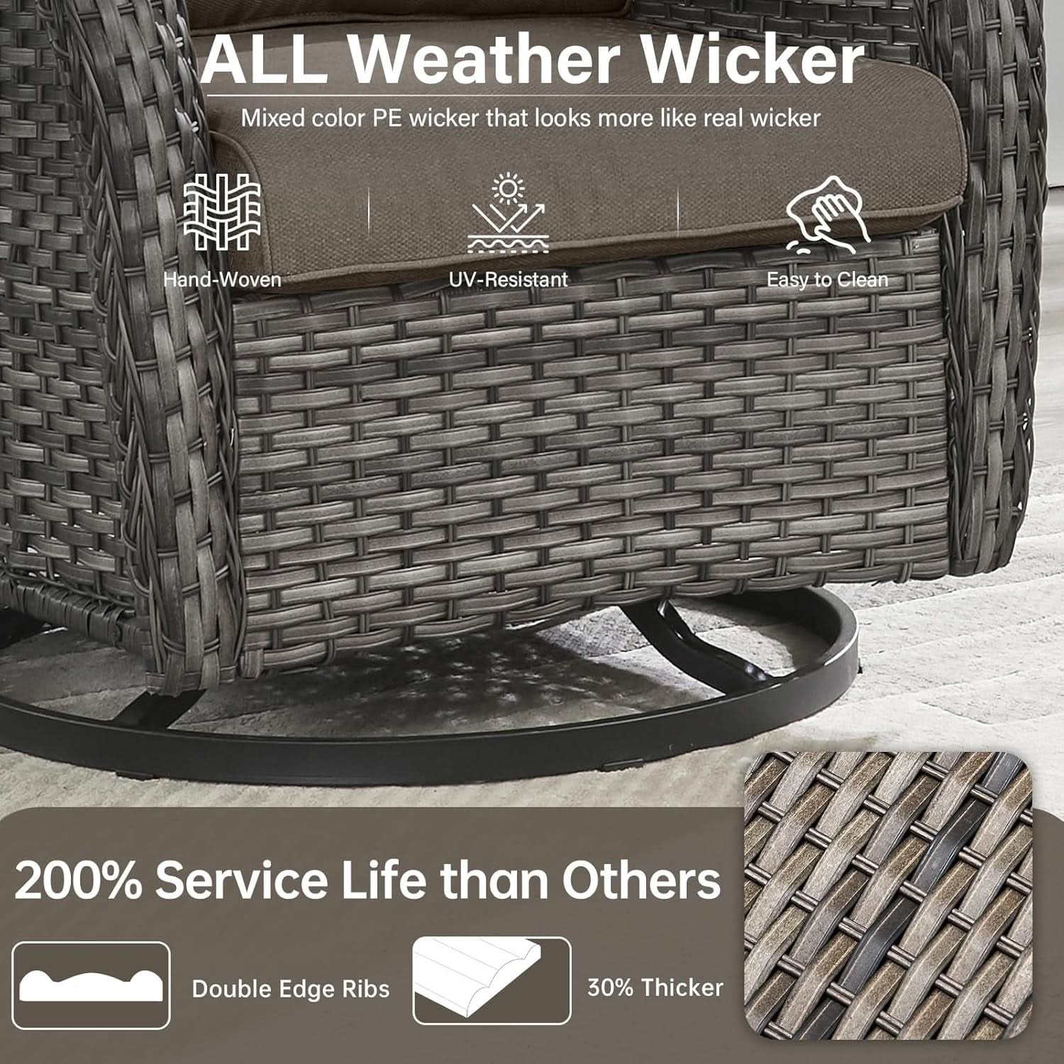 Outdoor Swivel Rocker Patio Chairs Set with Table-3