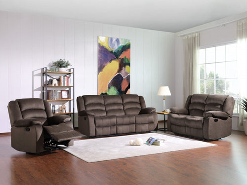 120-Inch Contemporary Brown Fabric Reclining Sofa Set