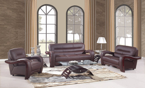 105-Inch Brown Leather Reclining Sofa Set