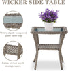 Natural Wicker Swivel Patio Chairs Set with Glass-Top Side Table