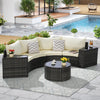 Half-Moon Sectional Set — 7 Piece Beige
