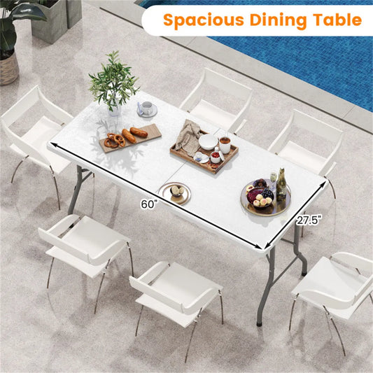 5ft Folding Picnic Table with HDPE Top, White