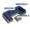 7-Piece All-Weather Wicker Sectional Sofa Set, Grey-Blue