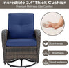 Wicker Swivel Rocker Chairs Set of 2 with Glass-Top Side Table