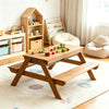 Navy Kids Picnic Table with Adjustable Umbrella & Sand-Water Play