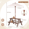 Kids' Fir Wood Picnic Table with Detachable Umbrella