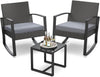 3-Piece Rattan Rocking Bistro Set with Coffee Table