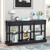 Retro Console Table with 3 Drawers and Open Shelves, Black