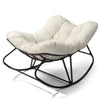 Oversized Papasan Rocking Chair, Brown Wicker & Beige Cushion