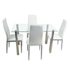 110cm Tempered Glass Dining Table Set with 4 Chairs