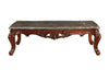 63" Marble and Walnut Wood Oval Coffee Table with Shelf