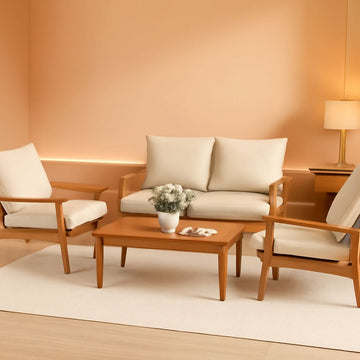 Acacia Wood Patio Set with Cushions and Coffee Table