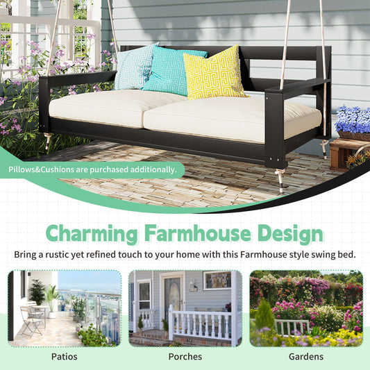 Acacia Wood Porch Swing Bed — Twin Size